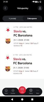 Slavia vs Barcelona vstupenky