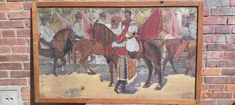 Velký obraz olej na plátně JÍZDA KRÁLŮ