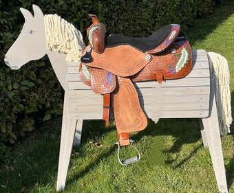 Westernový sedlový komplet hnědý barevný