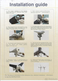 Větrná turbína, větrný generátor, elektrárna 12V /1200W