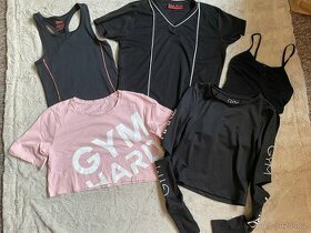 Sada sportovních funkčních triček/tílek - černé, růžové