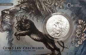 Stříbrná uncová mince Český lev 2024 číslovaný 0146 - 1