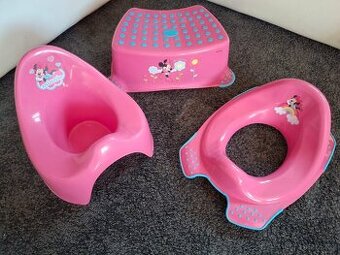 Dětský set prkýnko na WC, schůdek a nočník s Minnie Mouse