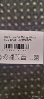 Redmi note 14 Black 8GB RAM 256GB ROM