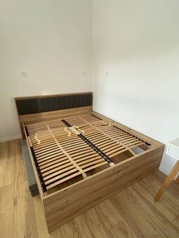 Postel s roštem dub Artisan 160x200