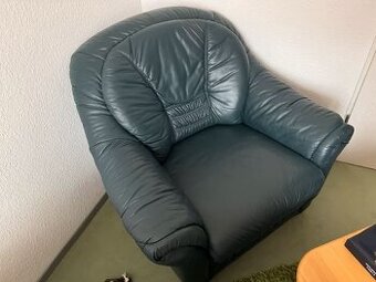 Křeslo kožené - pravá kůže, tmavě zelené