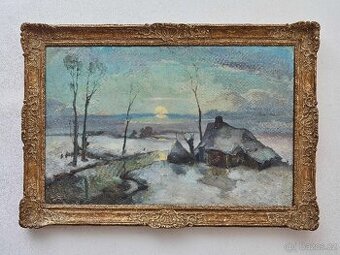 Zimní krajina s chaloupkou