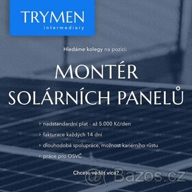 Montér solárních panelů - až 5.000 Kč denně