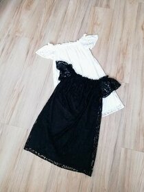 Krajkové bílé/černé šaty S, M