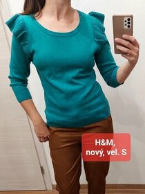 Vel. S H&M nový zelený svetr s volány