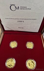 Sada čtyř zlatých čtvrtuncových mincí JAWA proof