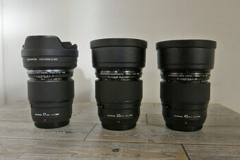 Objektivy Olympus Zuiko PRO 17mm,25mm,45mm - F1,2