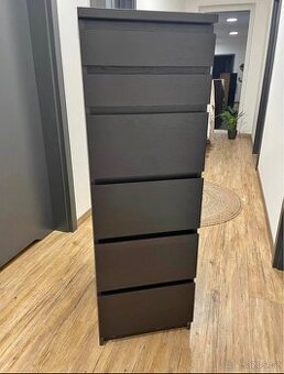 IKEA MALM Komoda 6 zásuvek 40x123 cm černohnědá zrcadlo