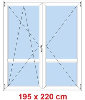 Dvoukřídlé balkonové dveře  195x220 cm
