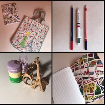 Suvenýry z Paříže • Eiffelovka • Elysejský palác • makronky