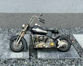 Plechový model - černý motocykl Harley-Davidson motorka - 1