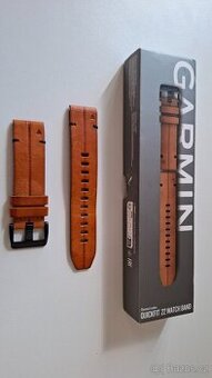 Garmin řemínek QuickFit 22, kožený, hnědý