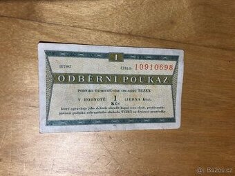 Odběrní poukaz Tuzex 1Kčs