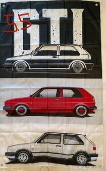 Baner - vlajka - prapor set vozu VW golf 2 - 90x150 cm