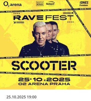 SCOOTER Praha O2 arena - prodám 2 vstupenky do 113..