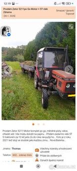 Prodám Zetor 5211po Go Motor + 5T vlek Zdrama