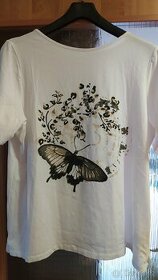 Bílé tričko s potiskem motýlka vel 48/50 NOVÉ - 1