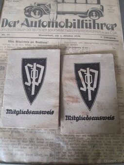 SDP 1938 Sudety Průkazy Originály