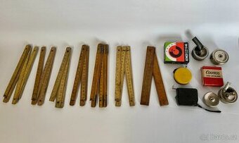 Stará délková měřidla metry set sbírka 15 ks