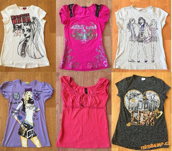6x dívčí triko s krátkými rukávy (vel. XS/S),cena za všechny
