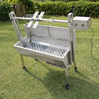 Otočný gril na sele, jehně, krůty