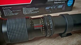 500mm F/8 teleobjektiv s manuál.osřením