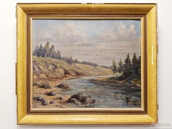 Obraz Jaroslav Linha 1934, Řeka, olej 62x72