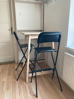 Stolek NORRÅKER (IKEA, bříza) + 2 skládací židle