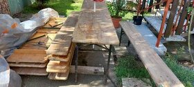 Venkovní skládací sůl + lavice, starší vybavení