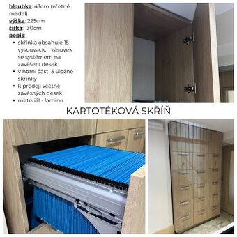 Kartotéka se šuplíky na závěsné desky ze zubní praxe