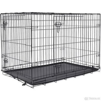 Dog Fantasy skládací klec černá se 2 dvířky vel. XL
