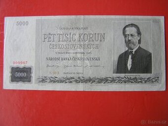 ČESKOSLOVENSKÉ BANKOVKY: 5000-KORÚN-1945