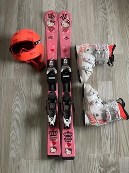 Dětské lyže 100 cm + lyžáky 34-35 +helma + brýle