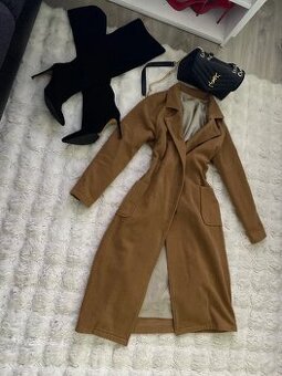 Kasmirovy vlneny dlouhykabat hnedy bezovy 38