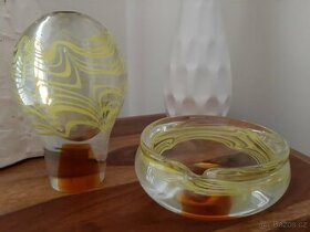 Váza + popelník z hutního skla - Ivo Rozsypal