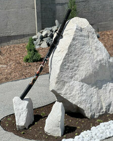 Luxusní černá Katana s drakem - samurajský meč na zeď