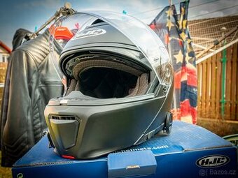Helma na motorku výklopná HJC RPHA 90 mat black - TOP