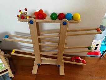 Dřevěná montessori hračka - kuličková dráha XXL