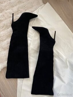 Semišove jehlove kozacky cerne vysoke 12 cm 39