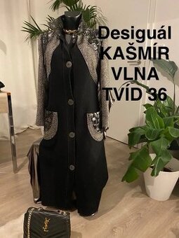 Desigual kabat tvifovy vlneny cerny sedy 36