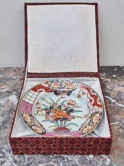 Japonský porcelánový holicí talíř Imari v dárkové krabici