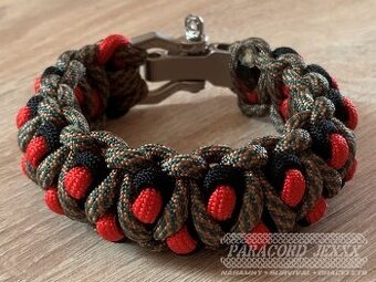 Paracord náramek (19 cm) gold - red - black