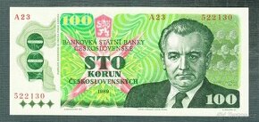 Staré bankovky - 100 kčs 1989 Gottwald bezvadný stav UNC, or