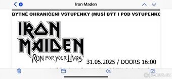 IRON MADEN 2x listky do Prahy-Letňany, 31.05.2025