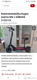 Prodám elektrokoloběžku Kukirin m4 v ZÁRUCE